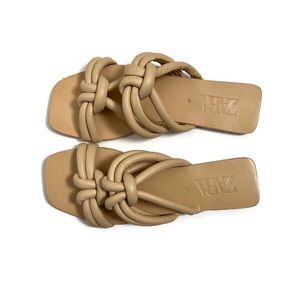 Zara Nude Flat Sandals